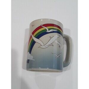 Vintage OTAGIRI Rainbow seagulls coffee cup mug